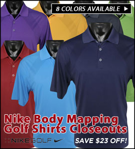 Nike Dri-FIT Body Mapping Golf Shirts Closeouts