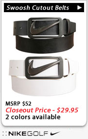 Nike Swoosh logo cutout belts closeouts