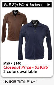 Nike full-zip golf jacket closeouts