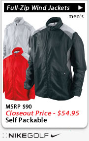 Nike Vapor Full-Zip Golf Wind Jackets Closeouts