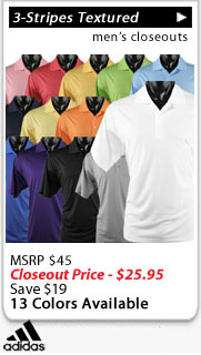 Adidas ClimaLite 3-Stripes Golf Shirts Closeouts