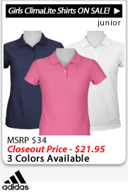 Adidas Girls ClimaLite Textured Solid Junior Golf Shirts