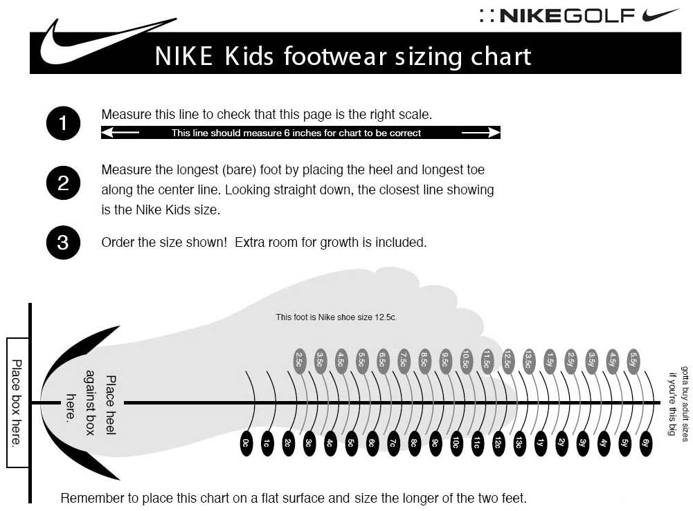 Nike Junior Golf Shoes Sizing Guide