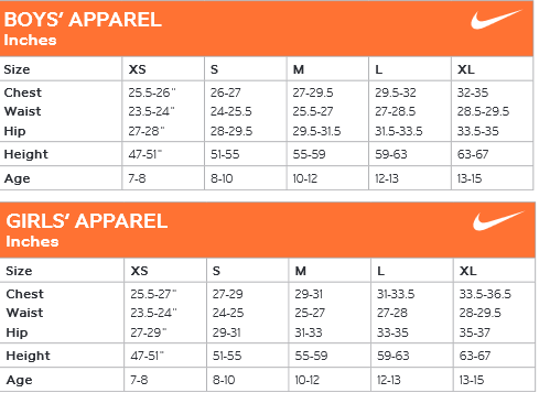 Nike Size Chart - Athletics Canada