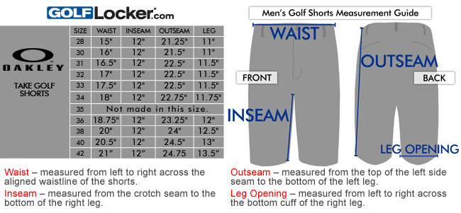 Oakley Swimwear Size Chart