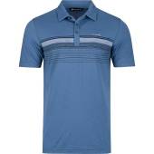 TravisMathew Private Villa Golf Shirts in Stellar blue with black and white chest stripes