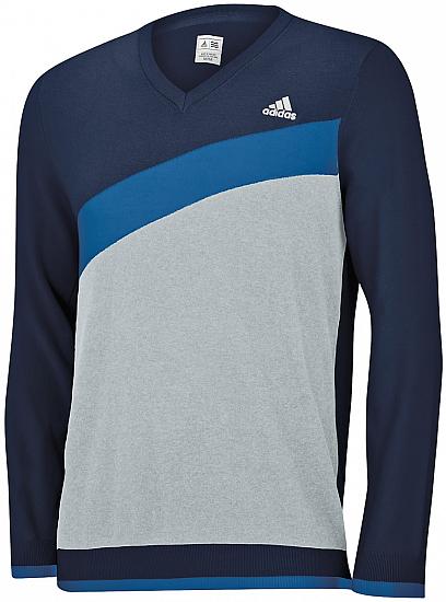 Adidas Angular Heather Color Blocked V-Neck Golf Sweaters - CLEARANCE