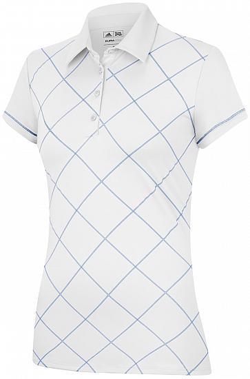 Adidas Women's ClimaLite Contrast Diamond Printed Golf Shirts - CLEARANCE