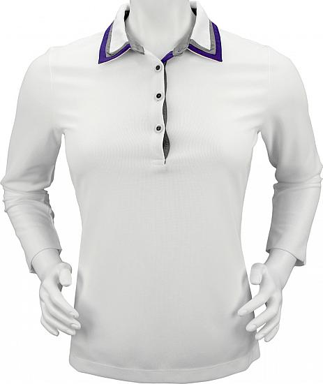 EP Pro Women's Tour-Tech Micro Waffle Jacquard Three-Quarter Sleeve Golf Shirts - CLEARANCE