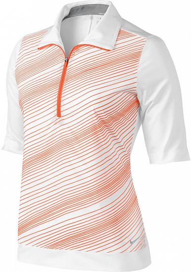 Nike Women's Dri-FIT Stripe Mock Elbow Length Golf Shirts - FINAL CLEARANCE