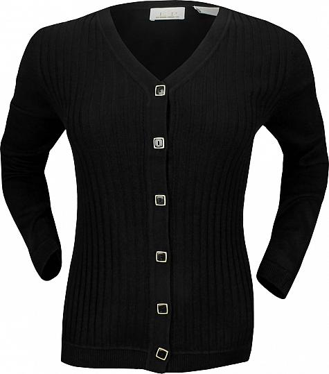 EP Pro Women's Ribbed Novelty Button Long Sleeve Golf Cardigans - CLEARANCE