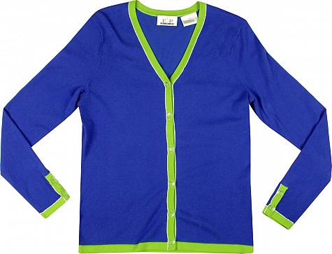 EP Pro Women's V-Neck Contrast Trim Long Sleeve Golf Cardigans - CLEARANCE