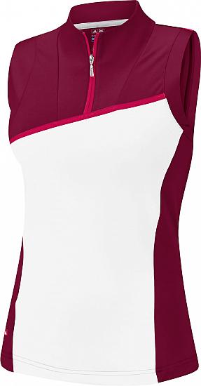 Adidas Women's Puremotion Textured Block Convertible Collar Sleeveless Golf Shirts - CLEARANCE