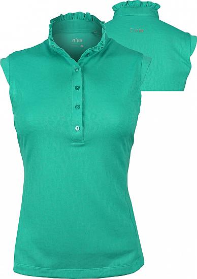 Nivo Women's Print Ruffle Sleeveless Golf Shirts - CLEARANCE