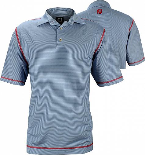 FootJoy Stretch Lisle Pinstripe Contrast Topstitch Golf Shirts - Marco Collection - ON SALE!