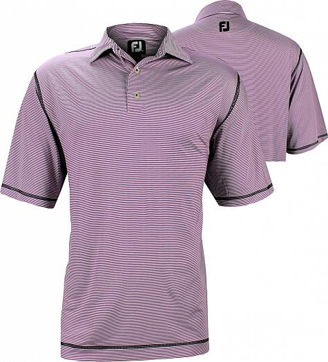 FootJoy Stretch Lisle Pinstripe Contrast Topstitch Golf Shirts - Charleston Collection - ON SALE!