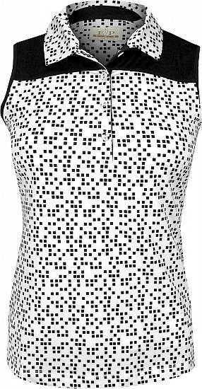 EP Pro Women's Tour-Tech Jersey Square Dot Print Sleeveless Golf Shirts - CLEARANCE