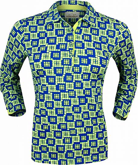 EP Pro Women's Tour-Tech Tile Dot Print Long Sleeve Golf Shirts - CLEARANCE