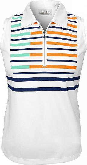 EP Pro Women's Tour-Tech Placed Stripe Print Sleeveless Golf Shirts - CLEARANCE