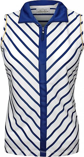 EP Pro Women's Tour-Tech Mitered Stripe Sleeveless Golf Shirts - CLEARANCE