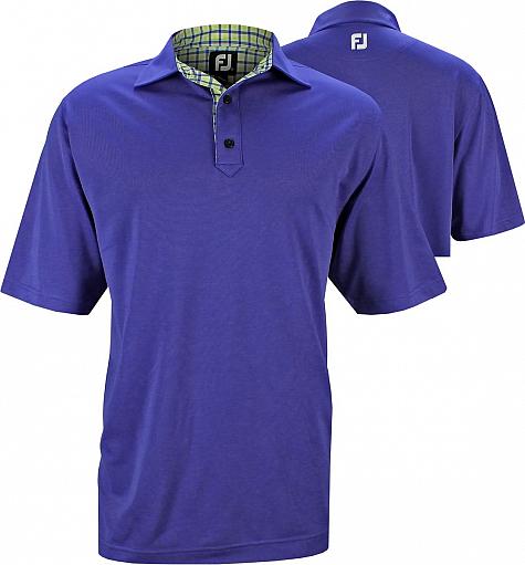 FootJoy Stretch Pique Gingham Trim Self Collar Golf Shirts - Berkeley Collection