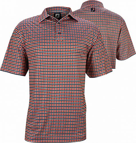 FootJoy Gingham Lisle Print Self Collar Golf Shirts - Jupiter Collection