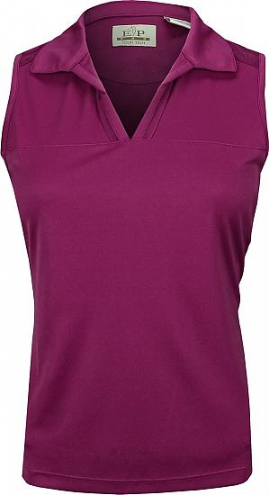 EP Pro Women's Tour-Tech Ribbon Trim Open Collar Sleeveless Golf Shirts - CLEARANCE
