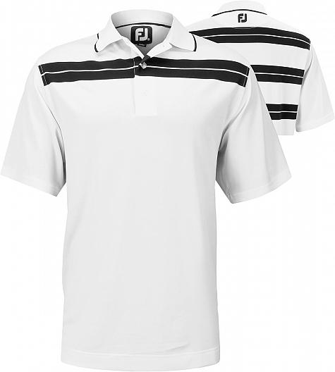 FootJoy Stretch Pique Chest & Back Stripe Knit Collar Golf Shirts - Birch Bay Collection