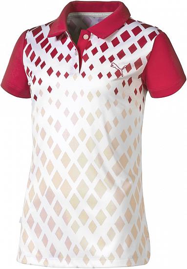Puma Girls DryCELL Diamond Print Junior Golf Shirts - ON SALE!