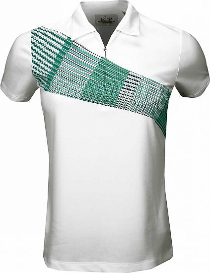 EP Pro Women's Tour-Tech Placed Racing Dot Print Zip Placket Golf Shirts - CLEARANCE