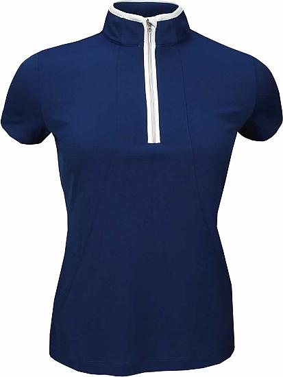 EP Pro Women's Tour-Tech Contrast Trim Mock Collar Golf Shirts - CLEARANCE