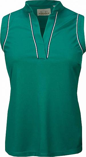 EP Pro Women's Tour-Tech Piped Mandarin Collar Sleeveless Golf Shirts - CLEARANCE