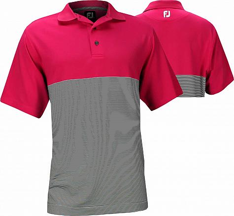 FootJoy Stretch Lisle Stripe Contrast Top Knit Collar Golf Shirts - Sanibel Island Collection - FJ Tour Logo Available