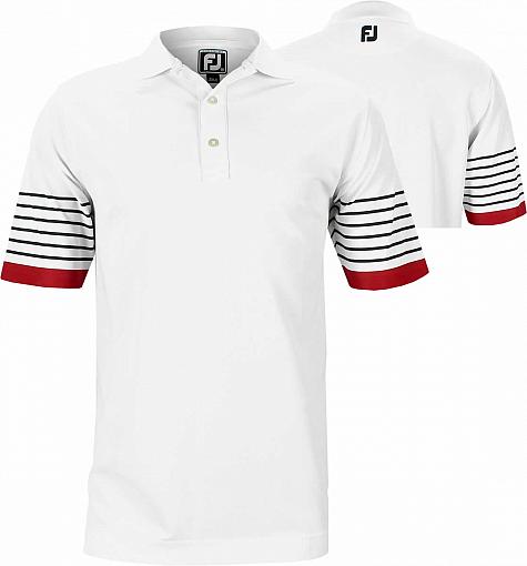 FootJoy Smooth Pique Sleeve Stripes Knit Collar Golf Shirts - Athletic Fit - Lexington Collection - ON SALE!