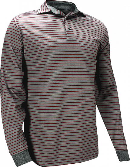 FootJoy Thermocool Oxford Stripe Self Collar Long Sleeve Golf Shirts - Lexington Collection