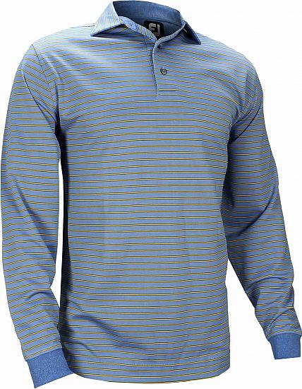 FootJoy Thermocool Oxford Stripe Self Collar Long Sleeve Golf Shirts - Gulf Shores Collection