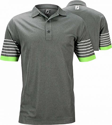FootJoy Smooth Pique Sleeve Stripes Knit Collar Golf Shirts - Athletic Fit - Riverside Collection - ON SALE!