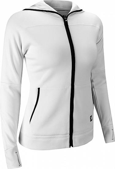 FootJoy Women's Performance Fleece Full-Zip Golf Hoodies - White - ON SALE