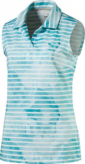 Puma Women's DryCELL Bloom Stripe Sleeveless Golf Shirts - ON SALE