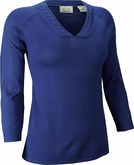 EP Pro Women's Cotton Cable V-Neck Golf Sweaters - ON SALE
