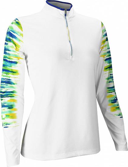 EP Pro Women's Tour-Tech Placed Wave Print Quarter-Zip Mock Golf Shirts - ON SALE!
