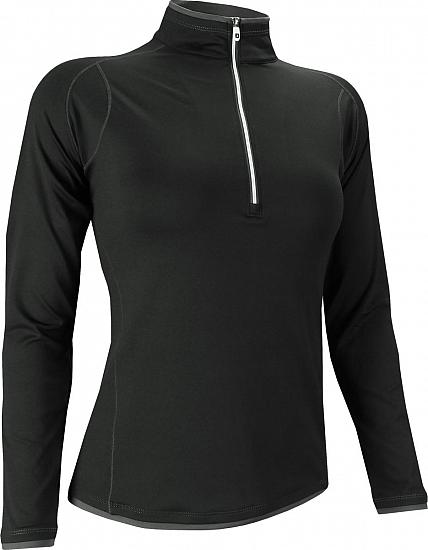 FootJoy Women's Half-Zip Golf Pullovers with Faux Layer - Black - ON SALE