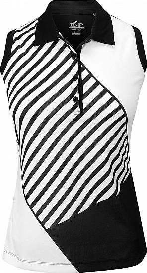 EP Pro Women's Tour-Tech Geometric Stripe Block Print Sleeveless Golf Shirts - ON SALE!