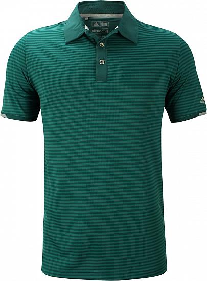 Adidas ClimaChill Tonal Stripe Golf Shirts - Rich Green