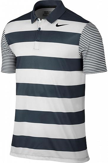 Nike Dri-FIT Breathe Bold Stripe Golf Shirts - Midnight Navy