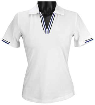 EP Pro Women's Tour-Dry Stripe Ribbon Trim Golf Shirts - CLEARANCE