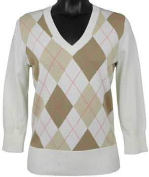 Sport Haley Women's Three-Quarter Sleeve Argyle Golf Sweaters - ON SALE!