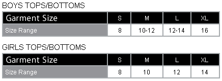 Adidas Junior Golf Apparel Size Chart