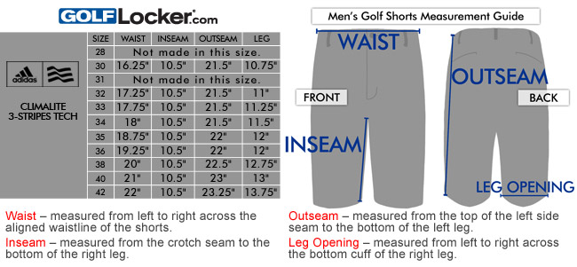 adidas golf size guide