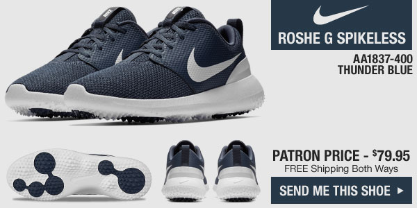 Click here and we'll ship you the new Nike Roshe G Spikeless Golf Shoes in Thunder Blue - style AA1837-400